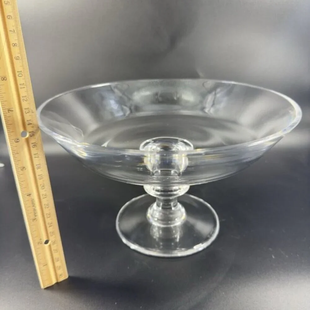Val St Lambert State Tall Crystal Clear Glass‎ Compote Footed Centerpiece Bowl